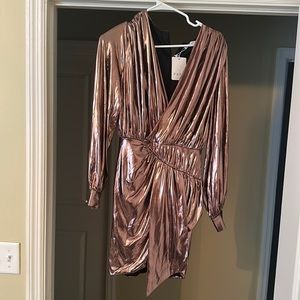NWT FATE DRESS, pink metallic color